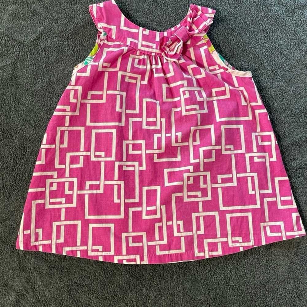 Pink Geometric Patterned Girls Tank Top Size 4T Mack & Co